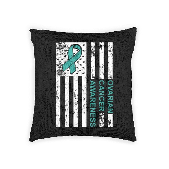 USA Flag Ovarian Cancer Awareness Woven Pillows