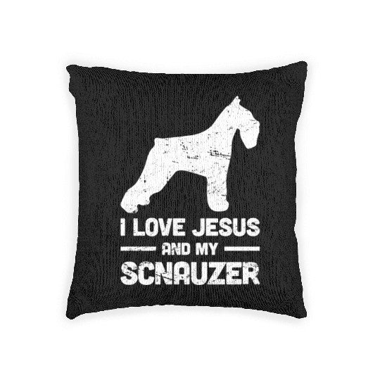 Schnauzer - Funny Jesus Christian Dog Woven Pillows