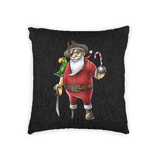Santa Pirate Funny Christmas Candy Cane Hook Hand Woven Pillows