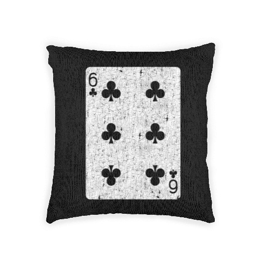 six of clubs playing card Woven Pillows