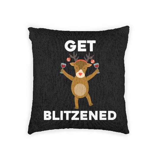 Funny Christmas Drinking Get Blitzened Woven Pillows