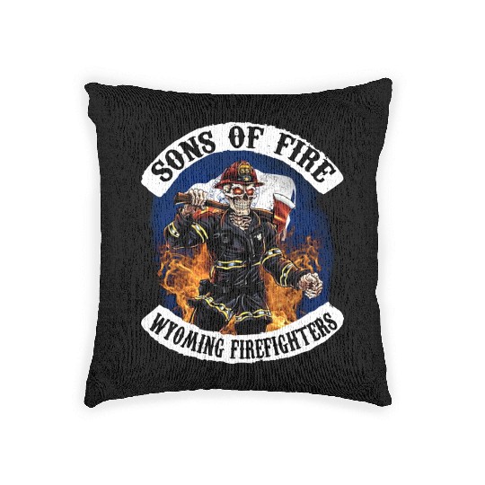 sons of fire wyoming firefighter Woven Pillows