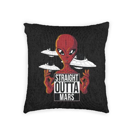 Alien straight outta Mars Woven Pillows
