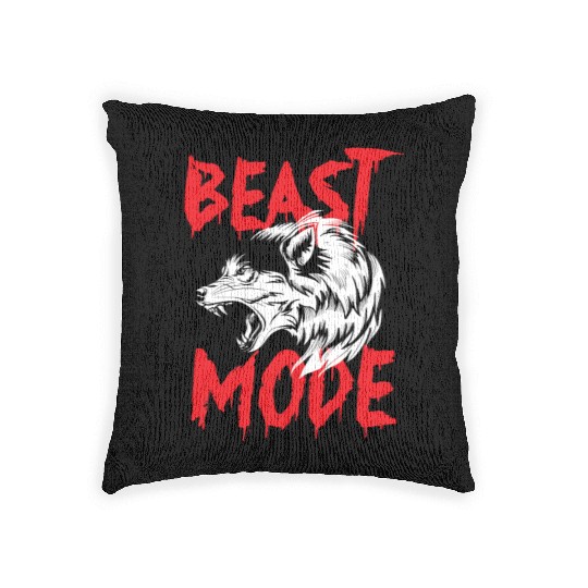 Wolf pack predator wild lonely animal moon Woven Pillows