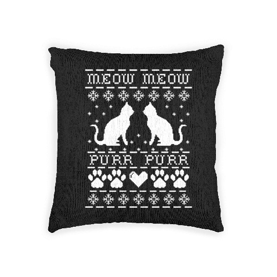 Meow Cat Christmas Woven Pillows