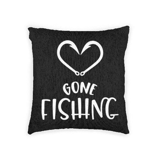 Fish Hook Gone Fishing Woven Pillows