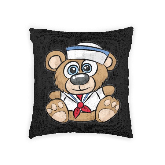SAILOR TEDDY BEAR captain crew sail boat nautical Woven Pillows