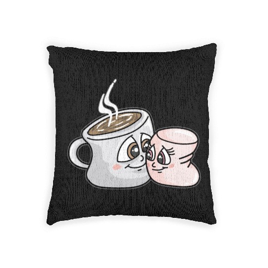 HOT CHOCOLATE AND MARSHMALLOW Love funny comic Woven Pillows