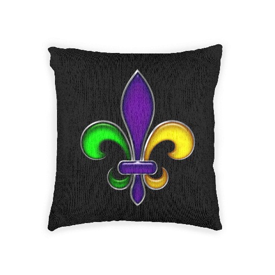 Fleur De Lis Mardi Gras Glossy Lily Woven Pillows
