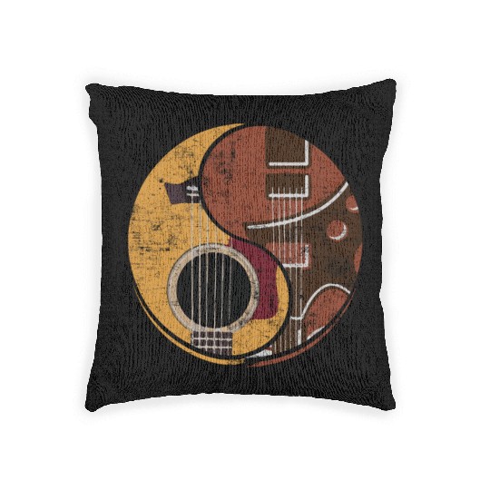 Guitar Ying Yang Music Guitar Player Gift Woven Pillows