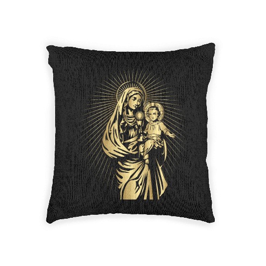 BLESSED VIRGIN MARY AND BABY JESUS Woven Pillows