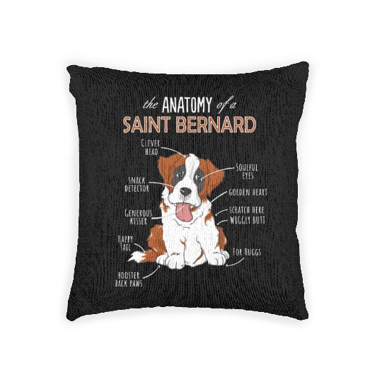The Anatomy Of A Saint Bernard - Funny Dog Woven Pillows