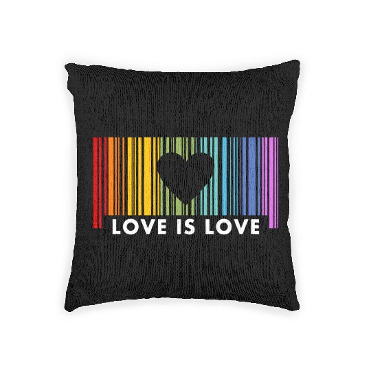 Love Is Love Barcod Rainbow Woven Pillows