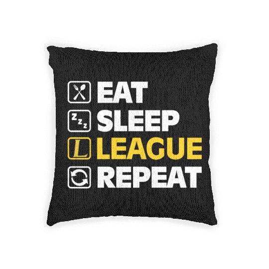 Eat Sleep League Repeat Bronze Master Legend LoL Woven Pillows
