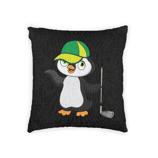 Cute golf penguin Woven Pillows design for kids