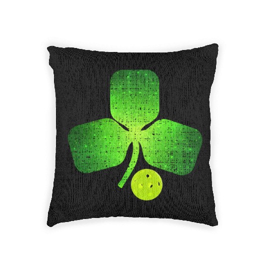 Pickleball St Patricks Day Shamrock Irish Woven Pillows