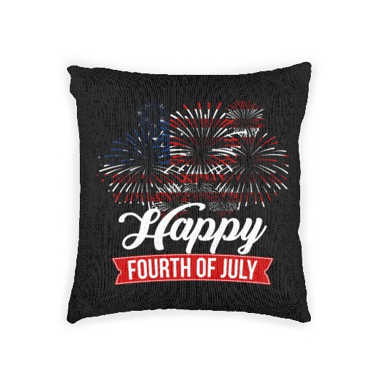 Fourth Of July Woven Pillows USA Flag Fireworks 4th of