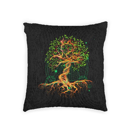 DNA Tree of Life Genetics Colorful Biology Science Woven Pillows