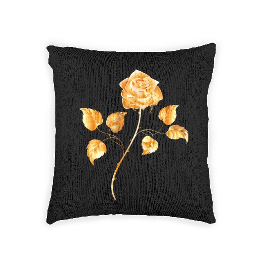 Golden rose gold flower jewelry vip vector image Woven Pillows