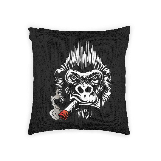 Gorilla smokes cigar, Big Boss Woven Pillows gift
