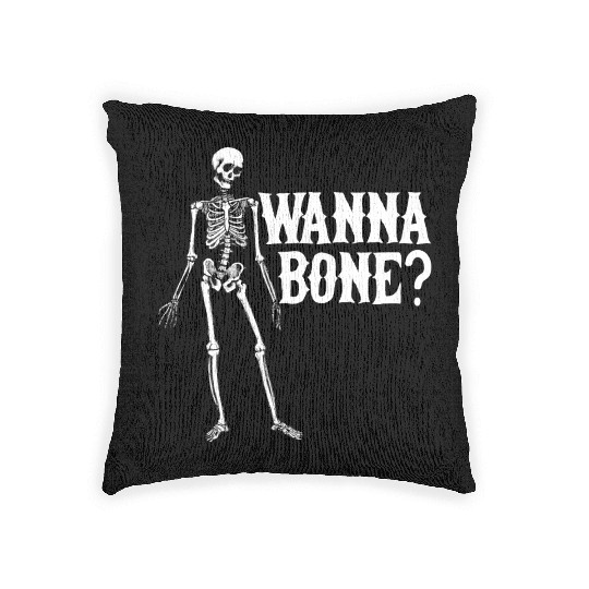 Sexy Funny Quotes Wanna Bone? Halloween Gift Woven Pillows