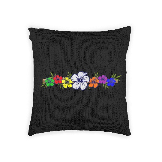 Colorful Hibiscus Flowers and Bamboo Shoot Woven Pillows