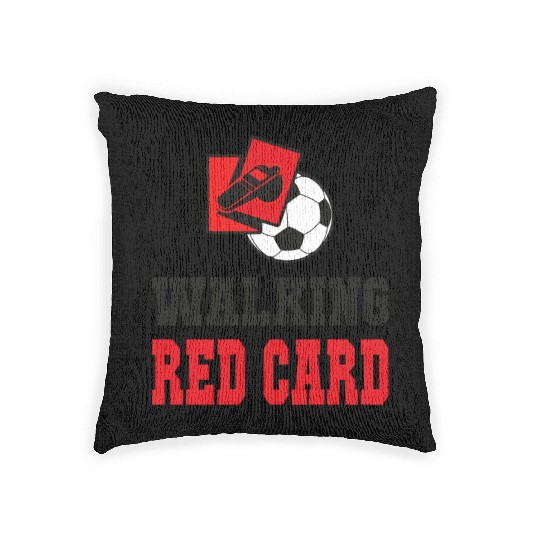 Walking red card referee soccer design Woven Pillows