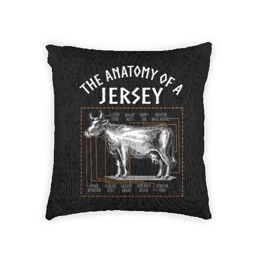 The anatomy of a jersey cow Woven Pillows Funny Cow Farm