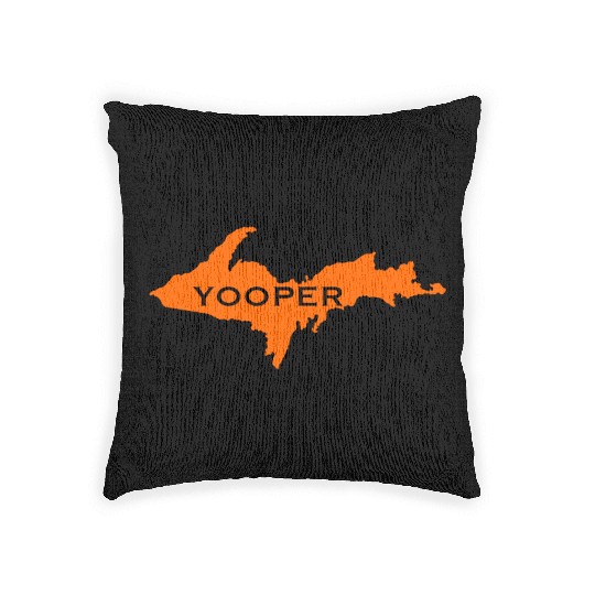 Yooper Hunter Blaze Orange Michigan UP design Woven Pillows