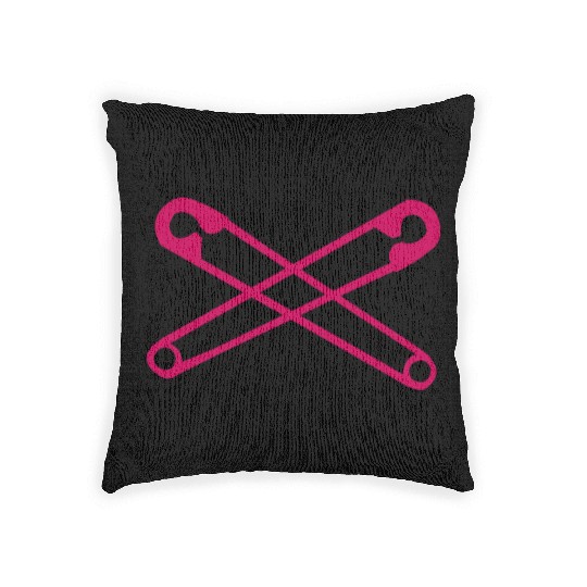 Crossed Safety Pins Punk Woven Pillows