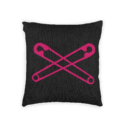 Crossed Safety Pins Punk Woven Pillows