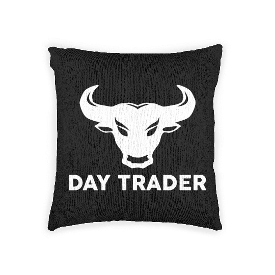 day trading stock market bull bear gift money Woven Pillows