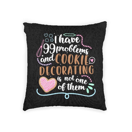 Funny Cookie Decorating Design for Cookie Artists Woven Pillows