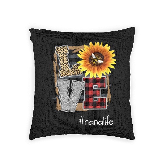 love nana life flower art beautiful flower grandma Woven Pillows