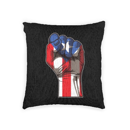 Puerto Rico Fist | Proud Boricua Flag Woven Pillows
