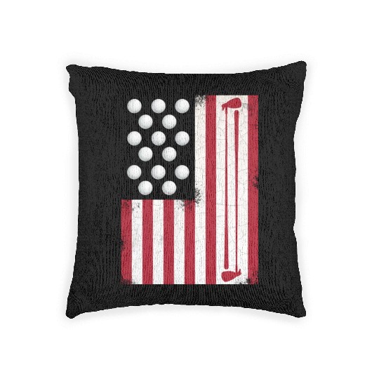 Golf Flag on 4th Of July Woven Pillows