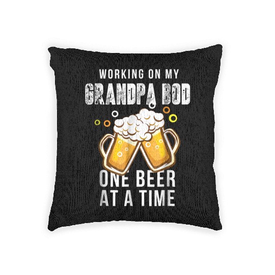 Working On My GRANDPA BOD Funny Dad Bod Woven Pillows