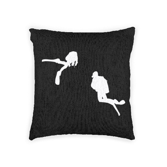 Diver Diving Snorkeling Swimming Goggles Sea Life Woven Pillows