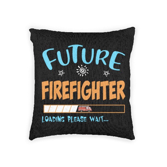 Future youth firefighter loading please wait firef Woven Pillows