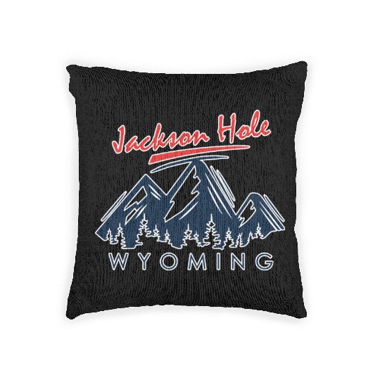 Jackson Hole Wyoming Woven Pillows Vintage City Retro Tshi