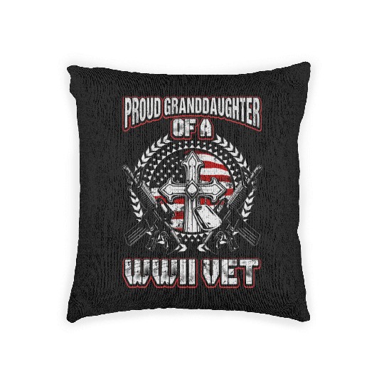 Proud Granddaughter of a WWII Vet Woven Pillows