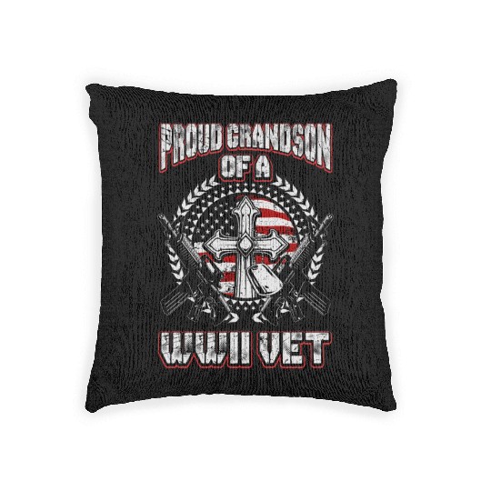 Proud Grandson of a WWII Vet Woven Pillows