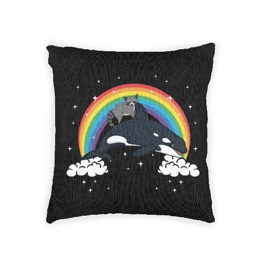 Raccoon Trash Panda Funny Orca Killer Whale Gift Woven Pillows