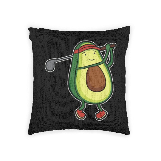Funny avocado golf swing golf player gift Woven Pillows