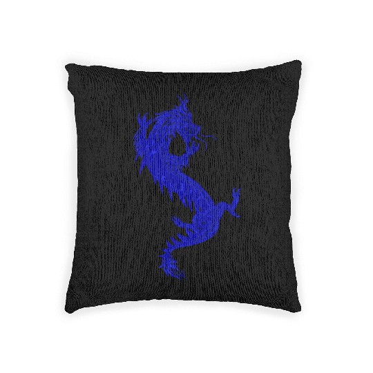 Blue China Dragon Graphic Woven Pillows