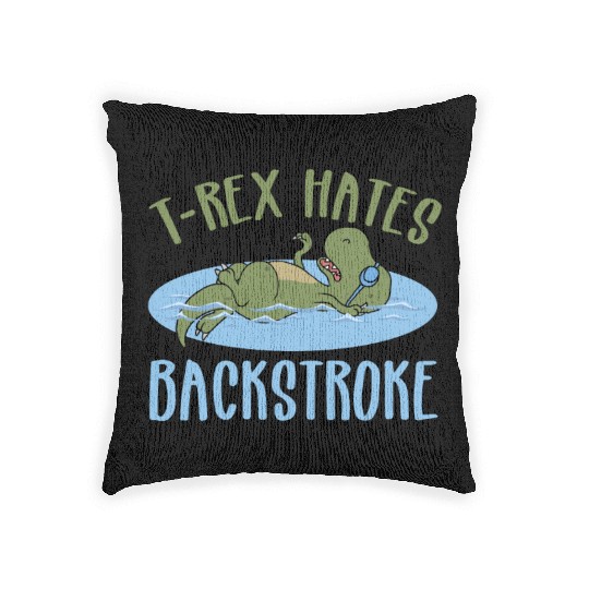 Trex Swimming Funny Dinosaur Swimming Team Gift Woven Pillows