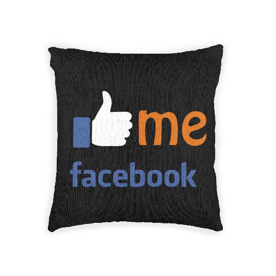 like me on facebook Woven Pillows