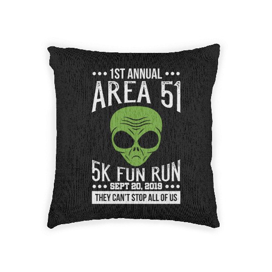 Area 51 Alien Fun run Woven Pillows