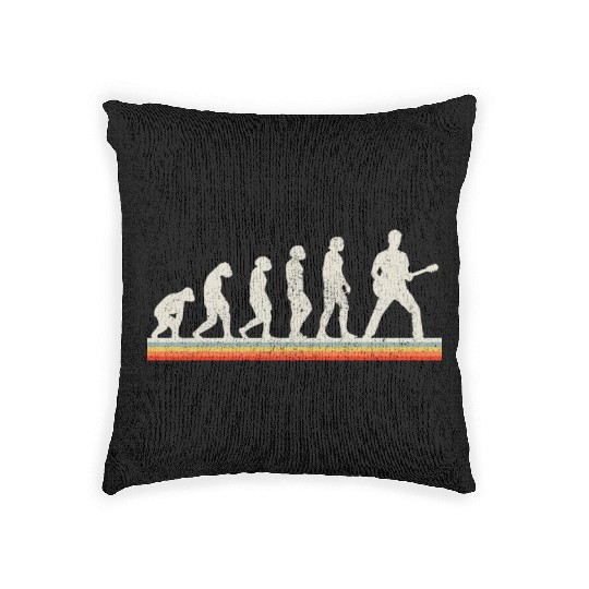 Guitar Player Evolution Vintage Gift Woven Pillows