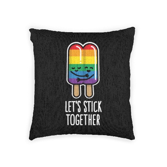 Let's stick together funny gay couple popsicle Woven Pillows